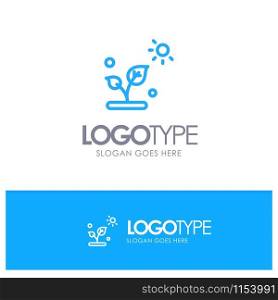 Biology, Plant, Science, Sun Blue outLine Logo with place for tagline