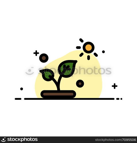 Biology, Plant, Science, Sun Business Flat Line Filled Icon Vector Banner Template