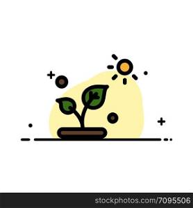 Biology, Plant, Science, Sun Business Flat Line Filled Icon Vector Banner Template