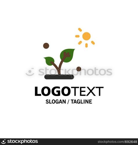 Biology, Plant, Science, Sun Business Logo Template. Flat Color