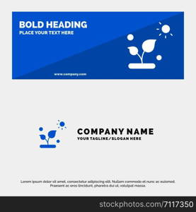 Biology, Plant, Science, Sun SOlid Icon Website Banner and Business Logo Template