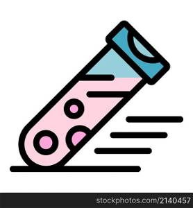 Biology test tube icon. Outline Biology test tube vector icon color flat isolated. Biology test tube icon color outline vector