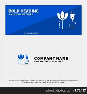 Biomass, Energy, Cable, Plug SOlid Icon Website Banner and Business Logo Template