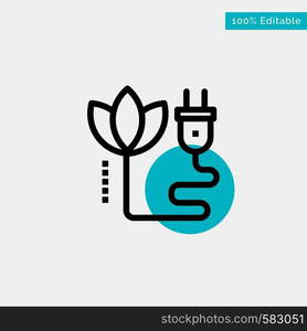 Biomass, Energy, Cable, Plug turquoise highlight circle point Vector icon