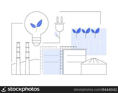 Biomass energy plant abstract concept vector illustration. Anaerobic digestion, biogas plant for power platform, ecology environment, sustainable technology, renewable energy abstract metaphor.. Biomass energy plant abstract concept vector illustration.