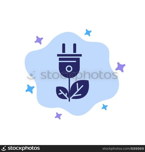 Biomass, Energy, Plug, Power Blue Icon on Abstract Cloud Background