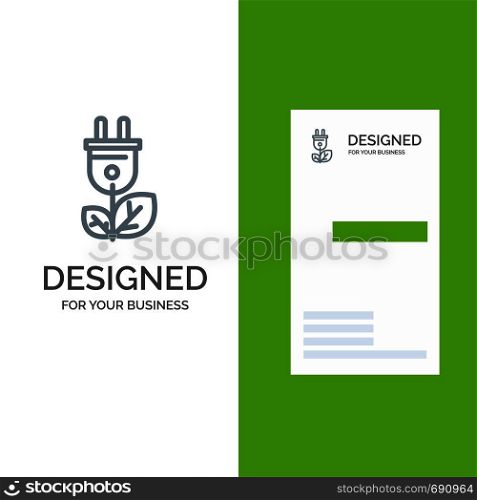 Biomass, Energy, Plug, Power Grey Logo Design and Business Card Template