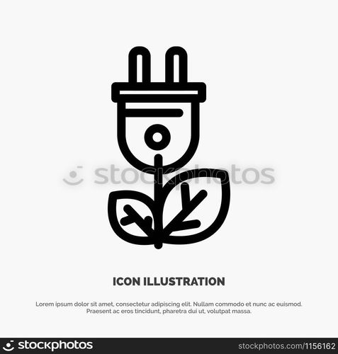 Biomass, Energy, Plug, Power Line Icon Vector