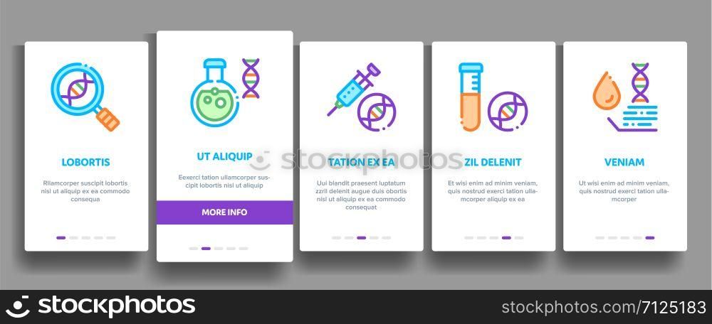 Biomaterials Elements Vector Onboarding Mobile App Page Screen. Contour Illustrations. Biomaterials Elements Vector Onboarding
