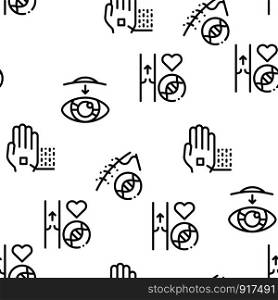 Biomaterials Seamless Pattern Vector Linear Pictograms. Black Contour Illustrations. Biomaterials Seamless Pattern Vector