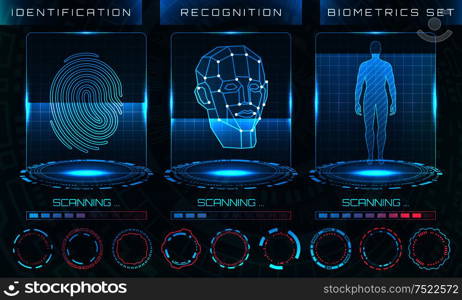 Biometric Identification Personality, Scanning Modern Access Control, Technology Recognition (Authentication) System Concept - Illustration Vector. Biometric Identification Personality, Scanning Modern Access Control, Technology Recognition (Authentication) System Concept