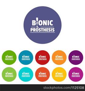 Bionic prosthesis icons color set vector for any web design on white background. Bionic prosthesis icons set vector color