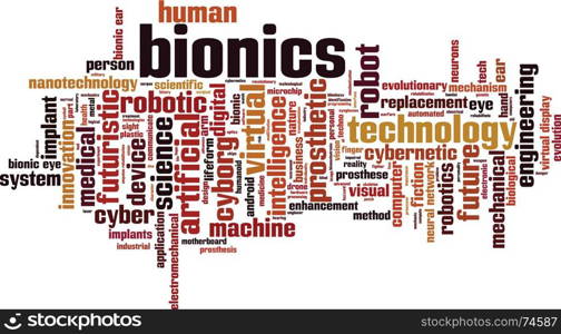 Bionics word cloud concept. Vector illustration