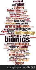 Bionics word cloud concept. Vector illustration