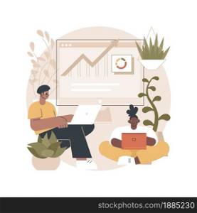 Biophilic design in workspace abstract concept vector illustration. Biophilic room, eco-friendly workspace, green office design trend, bring outdoors indoors, vertical garden abstract metaphor.. Biophilic design in workspace abstract concept vector illustration.
