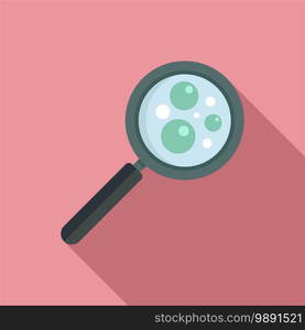 Biophysics magnifier icon. Flat illustration of biophysics magnifier vector icon for web design. Biophysics magnifier icon, flat style