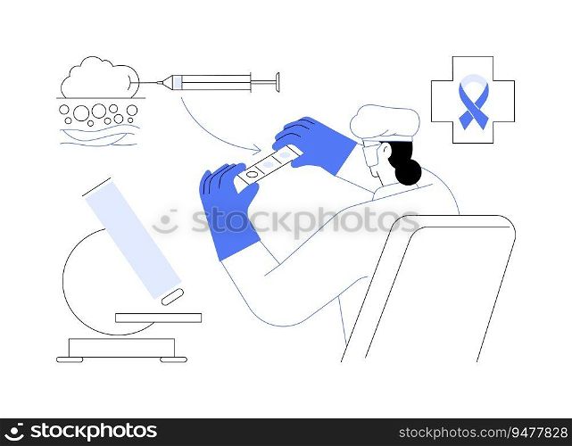 Biopsy abstract concept vector illustration. Lab worker taking a small sample of body tissue, medical research and examination, biopsy sample, pathology detection process abstract metaphor.. Biopsy abstract concept vector illustration.