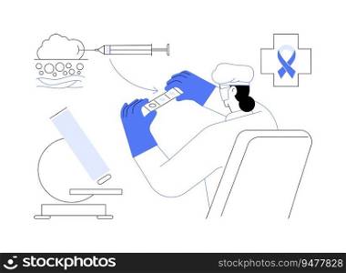Biopsy abstract concept vector illustration. Lab worker taking a small sample of body tissue, medical research and examination, biopsy sample, pathology detection process abstract metaphor.. Biopsy abstract concept vector illustration.