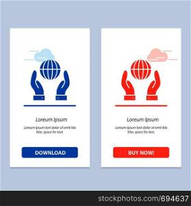 Biosphere, Conservation, Energy, Power Blue and Red Download and Buy Now web Widget Card Template
