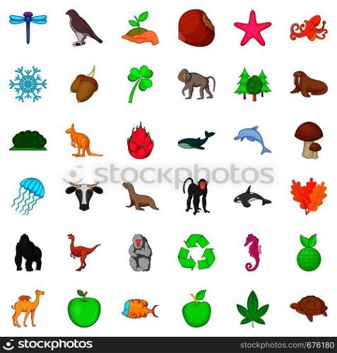 Biosphere icons set. Cartoon style of 36 biosphere vector icons for web isolated on white background. Biosphere icons set, cartoon style