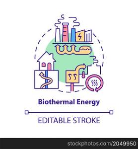 Biothermal energy concept icon. Composting of organic materials energy abstract idea thin line illustration. Isolated outline drawing. Editable stroke. Roboto-Medium, Myriad Pro-Bold fonts used. Biothermal energy concept icon