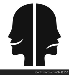 Bipolar disorder disease icon. Simple illustration of bipolar disorder disease vector icon for web design isolated on white background. Bipolar disorder disease icon, simple style