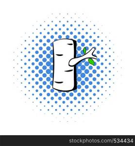 Birch icon in comics style on a white background. Birch icon in comics style