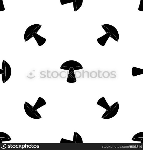 Birch mushroom pattern repeat seamless in black color for any design. Vector geometric illustration. Birch mushroom pattern seamless black