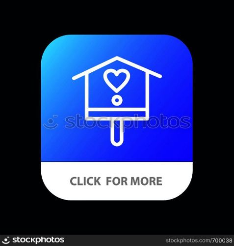 Bird, Bird House, House, Spring Mobile App Button. Android and IOS Line Version