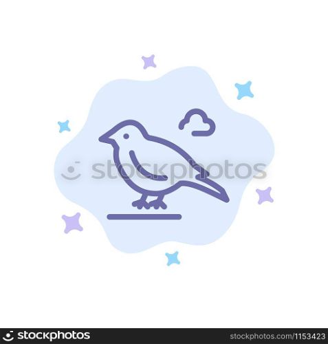 Bird, British, Small, Sparrow Blue Icon on Abstract Cloud Background