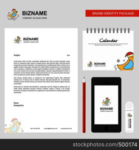 Bird Business Letterhead, Calendar 2019 and Mobile app design vector template