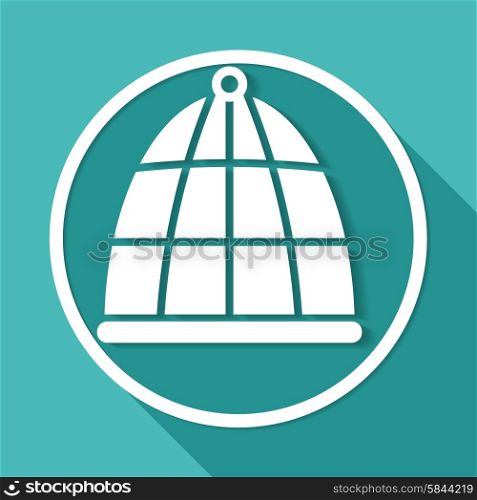 bird cage icon on white circle with a long shadow