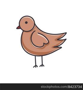 Bird cartoon clipart. Feathered wildlife hand drawn vector illustration. Little bird isolated animal flat style. Bird cartoon clipart