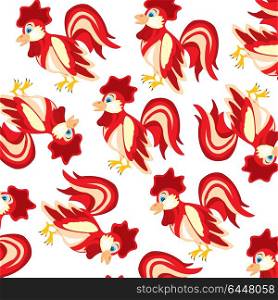 Bird cock pattern. Pets cock on white background is insulated