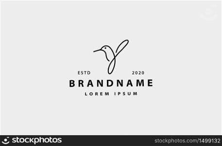 Bird Colibri Simple Line Logo Vector Design illustration