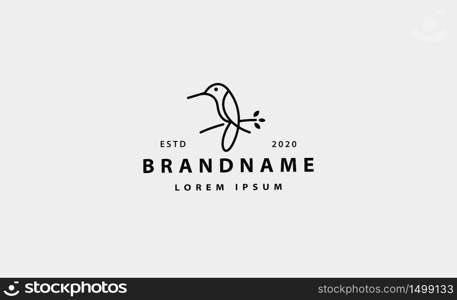 Bird Colibri Simple Line Logo Vector Design illustration