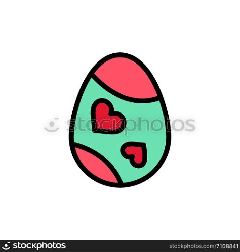 Bird, Decoration, Easter, Egg, Heart Flat Color Icon. Vector icon banner Template