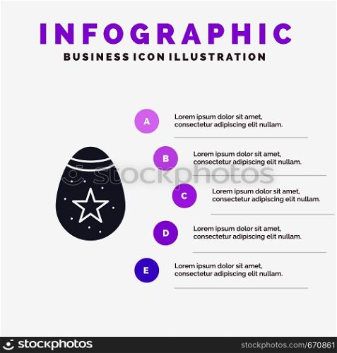 Bird, Decoration, Easter, Egg Solid Icon Infographics 5 Steps Presentation Background