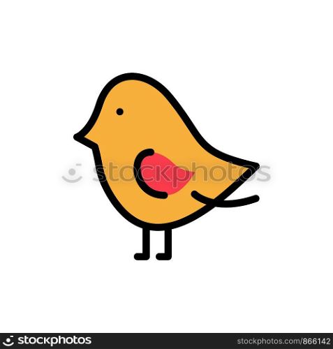 Bird, Easter, Nature Flat Color Icon. Vector icon banner Template