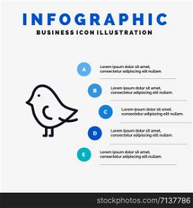 Bird, Easter, Nature Line icon with 5 steps presentation infographics Background
