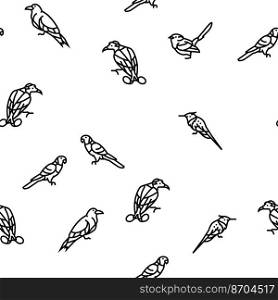bird exotic animal nature wild vector seamless pattern thin line illustration. bird exotic animal nature wild vector seamless pattern