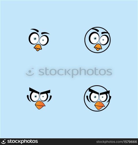 bird face minimalist icon vector illustration template design