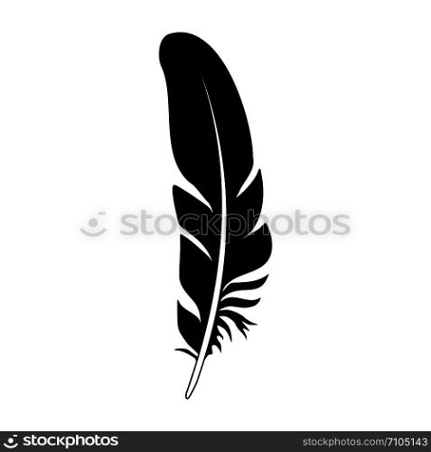 Bird feather icon. Simple illustration of bird feather vector icon for web design isolated on white background. Bird feather icon, simple style