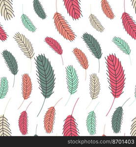 Bird feathers seamless pattern. Easter pattern with chicken feathers. Vector flat illustration. Design for textiles, packaging, wrappers, greeting cards, paper, printing.. pattern with chicken feathers.. Easter pattern 