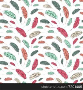 Bird feathers seamless pattern. Easter pattern with chicken feathers. Vector flat illustration. Design for textiles, packaging, wrappers, greeting cards, paper, printing.. Bird feathers seamless pattern. Easter pattern