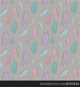 Bird feathers seamless pattern. Easter pattern with chicken feathers. Vector flat illustration. Design for textiles, packaging, wrappers, greeting cards, paper, printing.. feathers pattern. pattern with chicken feather