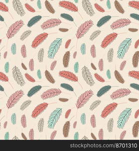 Bird feathers seamless pattern. Pattern with feathers. Vector flat illustration. Design for textiles, packaging, wrappers, greeting cards, paper, printing.. Feathers seamless pattern. Vector illustration