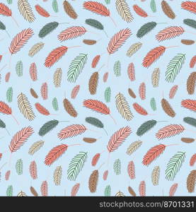Bird feathers seamless pattern. Pattern with feathers. Vector flat illustration. Design for textiles, packaging, wrappers, greeting cards, paper, printing.. Feathers seamless pattern. Pattern with feathers. Vector flat illustration