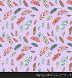 Bird feathers seamless pattern. Pattern with feathers. Vector flat illustration. Design for textiles, packaging, wrappers, greeting cards, paper, printing.. Feathers seamless pattern.Vector flat illustration