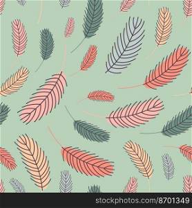 Bird feathers seamless pattern. Pattern with feathers. Vector flat illustration. Design for textiles, packaging, wrappers, greeting cards, paper, printing.. Feathers seamless pattern. Pattern feathers